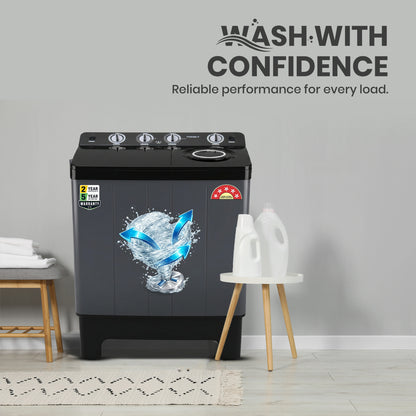 Foxsky 9.5 kg Semi Automatic Top Load Washing Machine with 3D Scrub Technology, Aqua Wash, Grey (AW9500SATL)