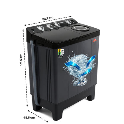 Foxsky 9.5 kg Semi Automatic Top Load Washing Machine with 3D Scrub Technology, Aqua Wash, Grey (AW9500SATL)