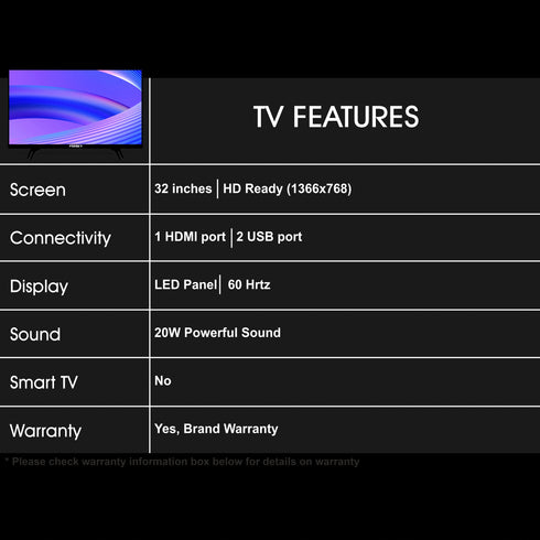 Foxsky 80 cm (32 inches) HD Ready LED TV 32FSN With A+ Grade Panel (slim bezels)