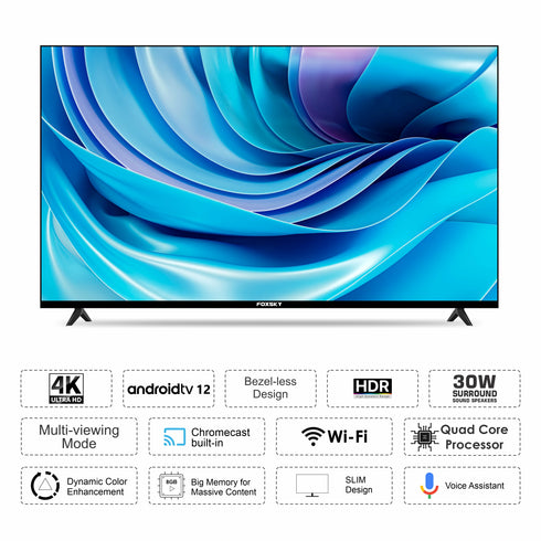 Foxsky 127 cm (50 inches) 4K Ultra HD Smart Android LED TV 50FS-VS | Built-in Google Voice Assistant