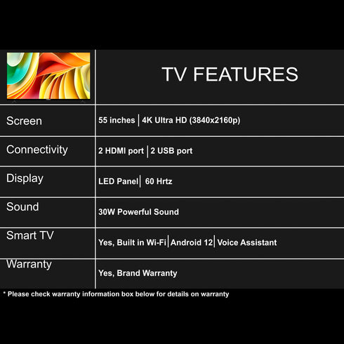 Foxsky 139.7 cm (55 inches) 4K Ultra HD Smart LED TV 55FS-VS (Frameless Edition) Voice Assistant