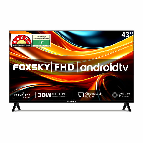 Foxsky 109 cm (43 inches) Full HD Smart LED TV 43FSFHS With Black (Frameless Edition) (Dolby Audio)