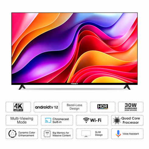 Foxsky 165 cm (65 inches) 4K Ultra HD Smart Android LED TV 65FS-VS | Built-in Google Voice Assistant