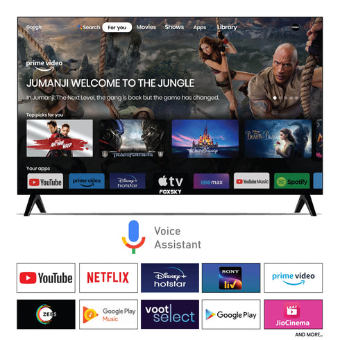 Foxsky 165 cm (65 inches) 4K Ultra HD Smart Android LED TV 65FS-VS | Built-in Google Voice Assistant