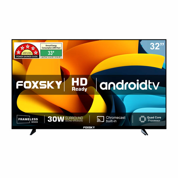 Foxsky 80 cm (32 inches) Full HD Smart Android LED TV 32FSELS Pro (Frameless Edition) (Dolby Audio)