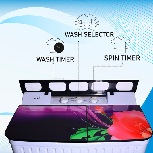 Foxsky 8.5 kg Semi-Automatic Top Load Washing Machine With Magic Filter (Aqua Wash, MAROON)