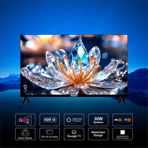 Foxsky 80 cm (32 inch) Frameless Series QLED HD Ready Google Smart TV FS32GATV (Black)