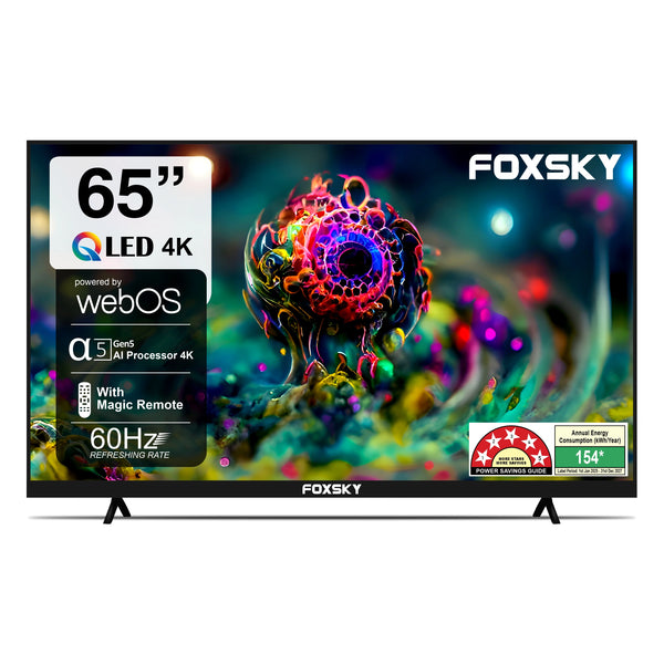 Foxsky 165 cm (65 inch) Frameless Series 4K UHD QLED WebOS FS65GATV (Black)