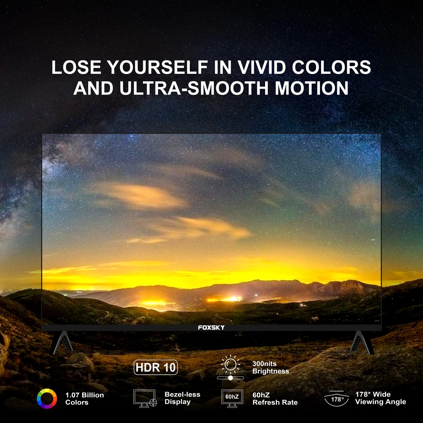 Foxsky 127 cm (50 inches) 4K UHD QLED Smart LED TV (WebOS) Frameless Series FS50GATV (Black)