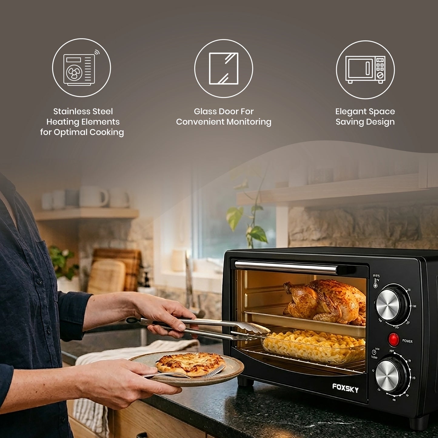 Foxsky 12L Smart Chef OTG FSMI-012 (1000W) | Oven Toaster Griller with Timer & 2-Year Warranty