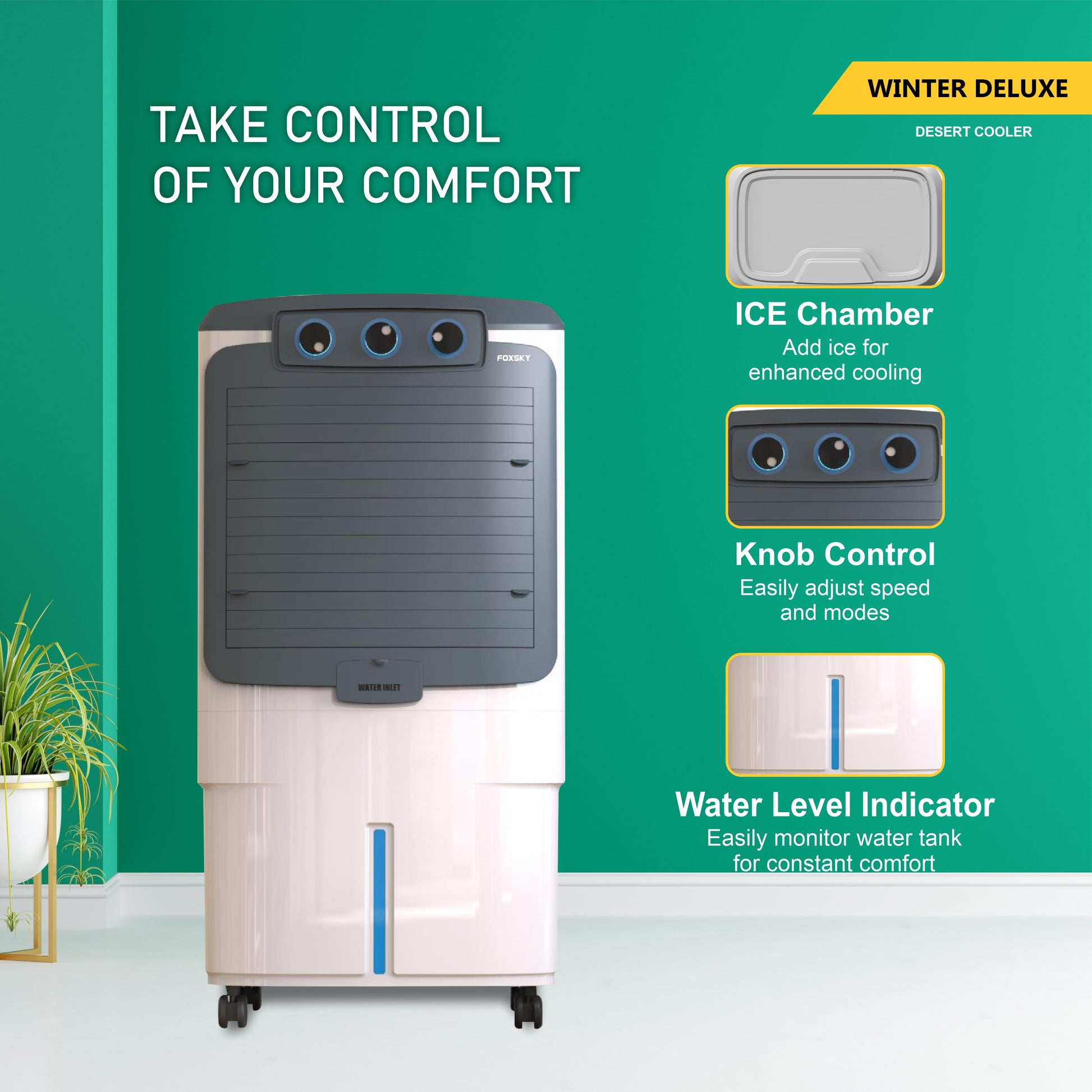 FOXSKY 90 L Desert Air Cooler  (White, Winter Deluxe)
