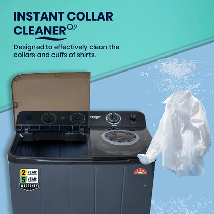 Foxsky 7.5 kg Semi-Automatic Top Load Washing Machine with 3D Scrub Technology, Aqua Wash, Grey (AW7500SATL)