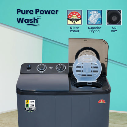 Foxsky 7.5 kg Semi-Automatic Top Load Washing Machine with 3D Scrub Technology, Aqua Wash, Grey (AW7500SATL)