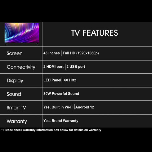 Foxsky 109 cm (43 inches) Full HD Smart LED TV 43FS-VS (Frameless Edition) | With Voice Assistant