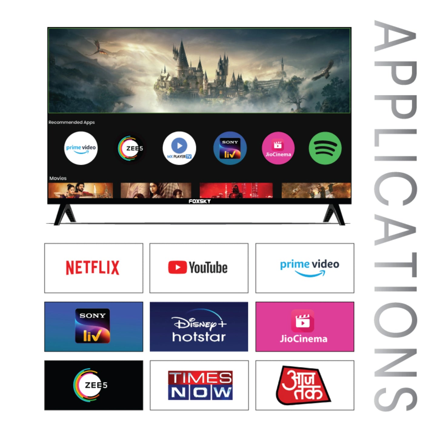 Foxsky 109 cm (43 inches) Full HD Smart LED TV 43FS-VS (Frameless Edition) | With Voice Assistant