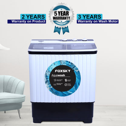 Foxsky 8.0 kg Semi-Automatic Top Load Washing Machine With Magic Filter (Aqua Wash, MAROON)