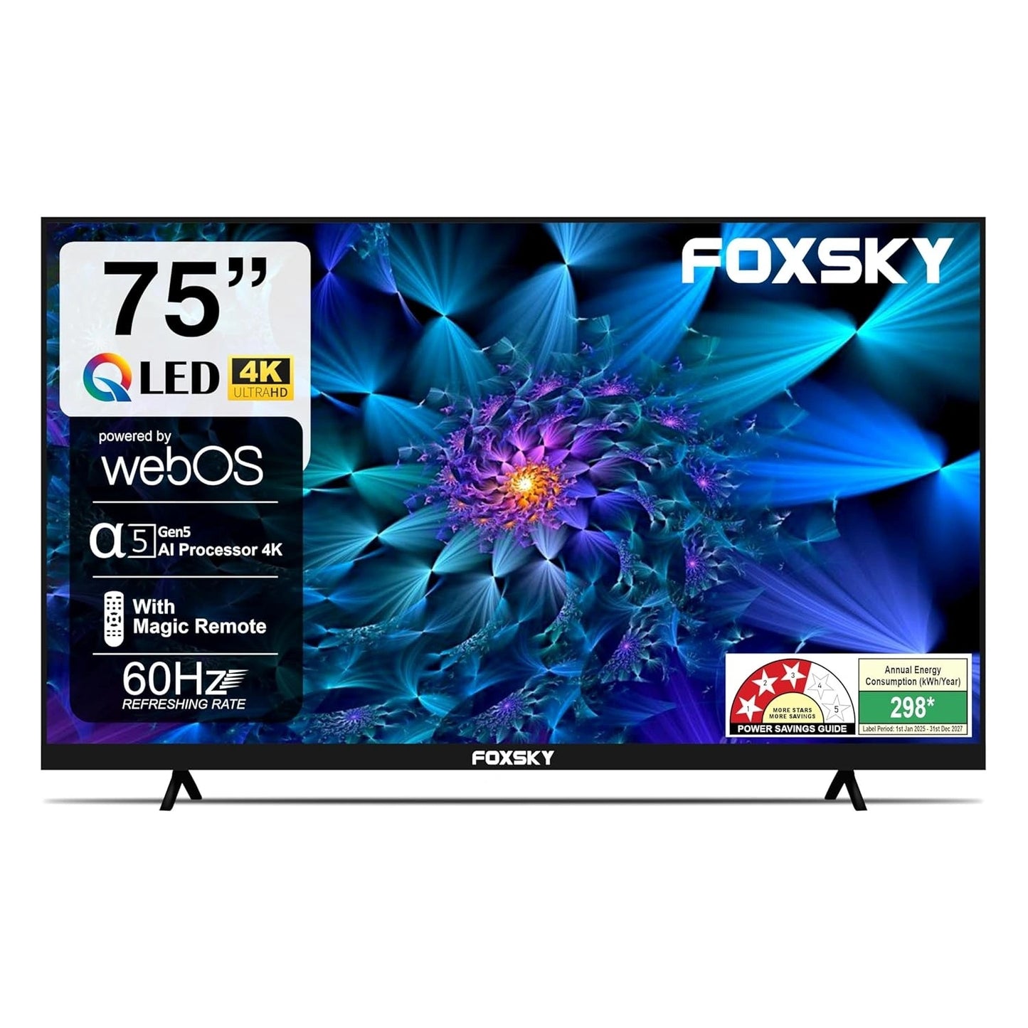 Foxsky 190 cm (75 inch) Frameless Series 4K UHD WebOS FS75GATV (Balck)