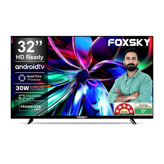 Foxsky 80 cm (32 inches) HD Ready Smart Android LED TV 32FSELS Pro (Frameless Edition)
