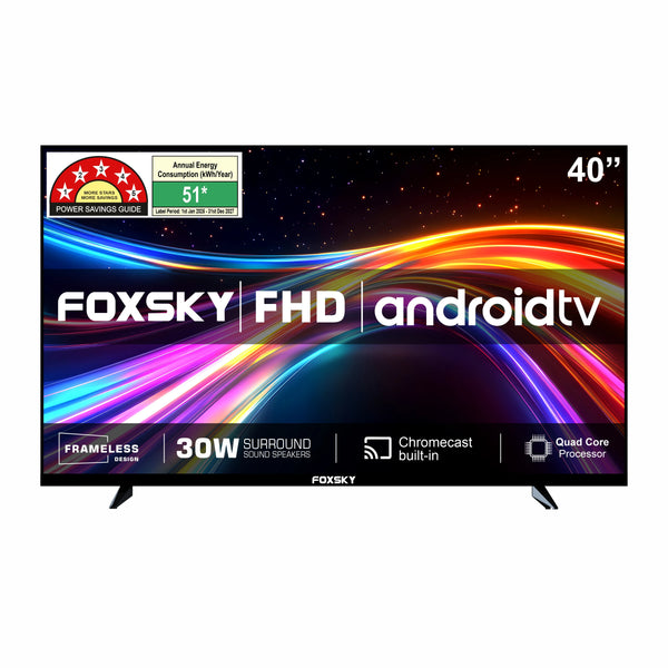 Foxsky 102 cm (40 inches) Full HD Smart LED TV 40FSFHS With Black (Frameless Edition) (Dolby Audio)