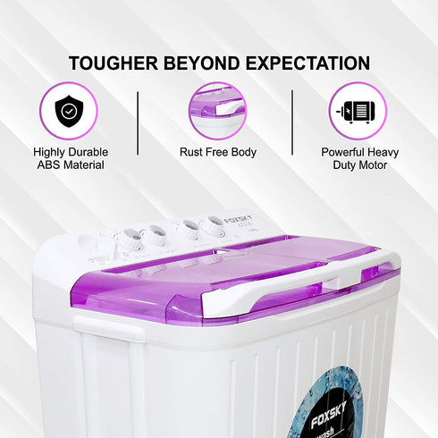 Foxsky 6.8 kg Semi-Automatic Top Load Washing Machine With Magic Filter (Aqua Wash, PURPLE)