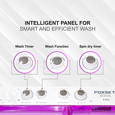 Foxsky 6.8 kg Semi-Automatic Top Load Washing Machine With Magic Filter (Aqua Wash, PURPLE)