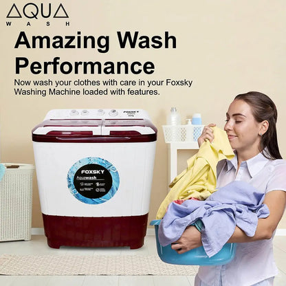 Foxsky 8.6 kg Semi-Automatic Top Load Washing Machine With Magic Filter (Aqua Wash, MAROON) Foxsky India