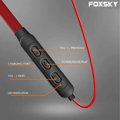 Foxsky Boult 002 Wireless Headphones With Bluetooth 5.0, Magnetic, 15 Hours Battery Life (Red) Foxsky India