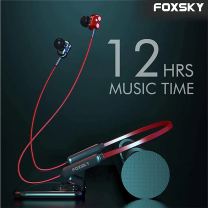 Foxsky Boult 002 Wireless Headphones With Bluetooth 5.0, Magnetic, 15 Hours Battery Life (Red) Foxsky India