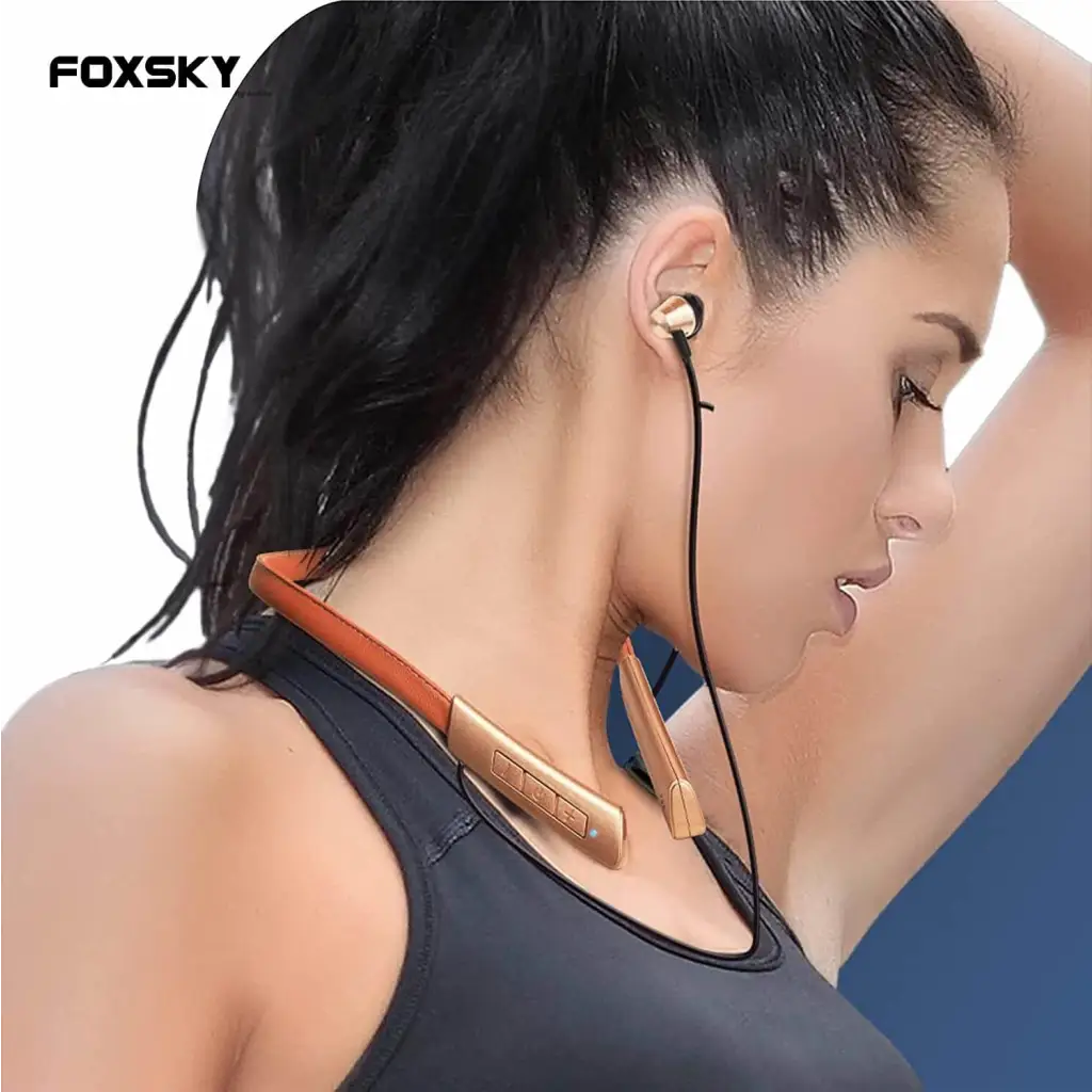 Foxsky Glide 001, Wireless Earphones with Bluetooth 5.0, 15 Hours Battery Life, (Golden Brown) Foxsky India