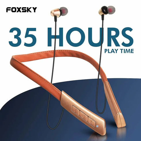Foxsky Glide 001, Wireless Earphones with Bluetooth 5.0, 15 Hours Battery Life, (Golden Brown)