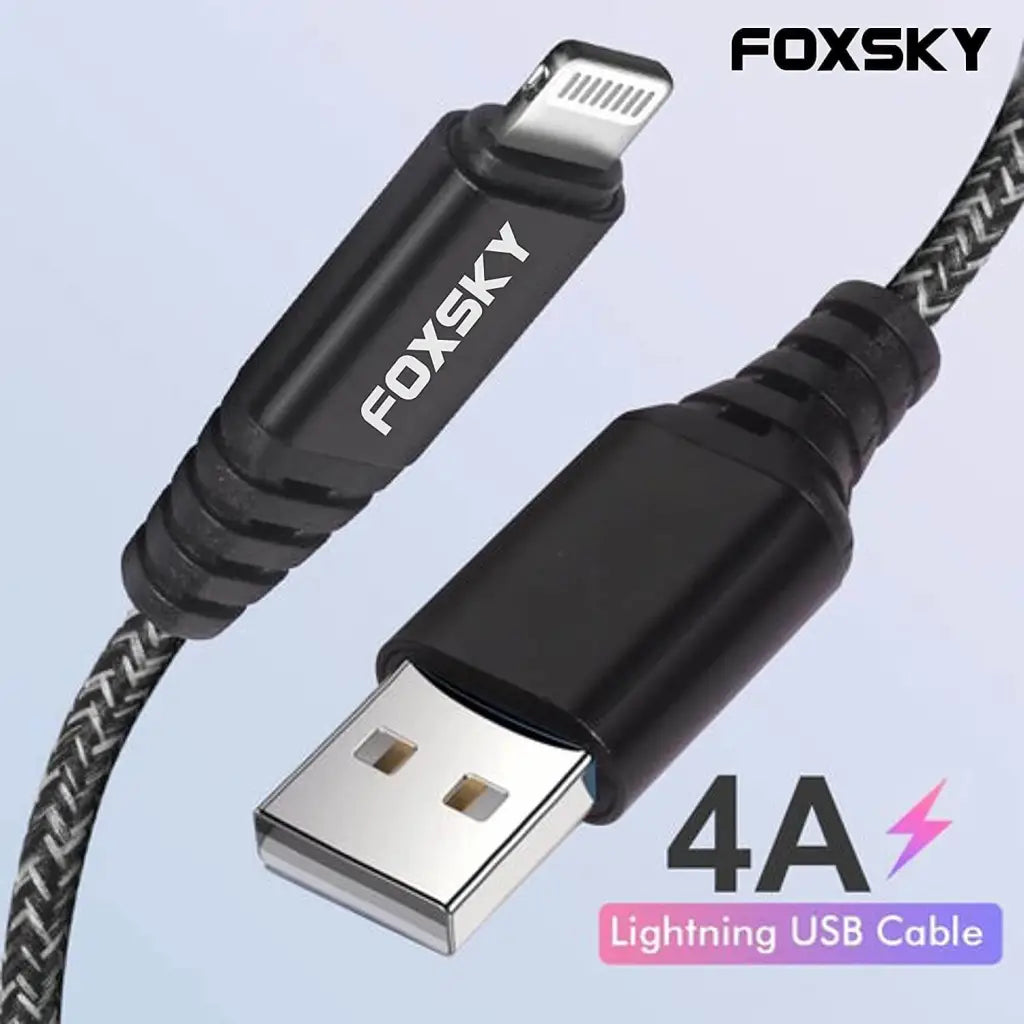 Foxsky Nylon Braided Lightning USB Syncing And Charging Cable For iPhone And iPad Foxsky India
