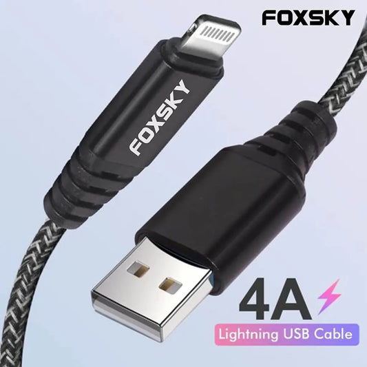 Foxsky Nylon Braided Lightning USB Syncing And Charging Cable For iPhone And iPad Foxsky India