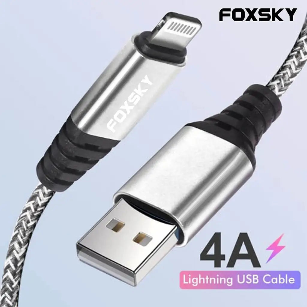 Foxsky Nylon Braided Lightning USB Syncing And Charging Cable For iPhone And iPad Foxsky India