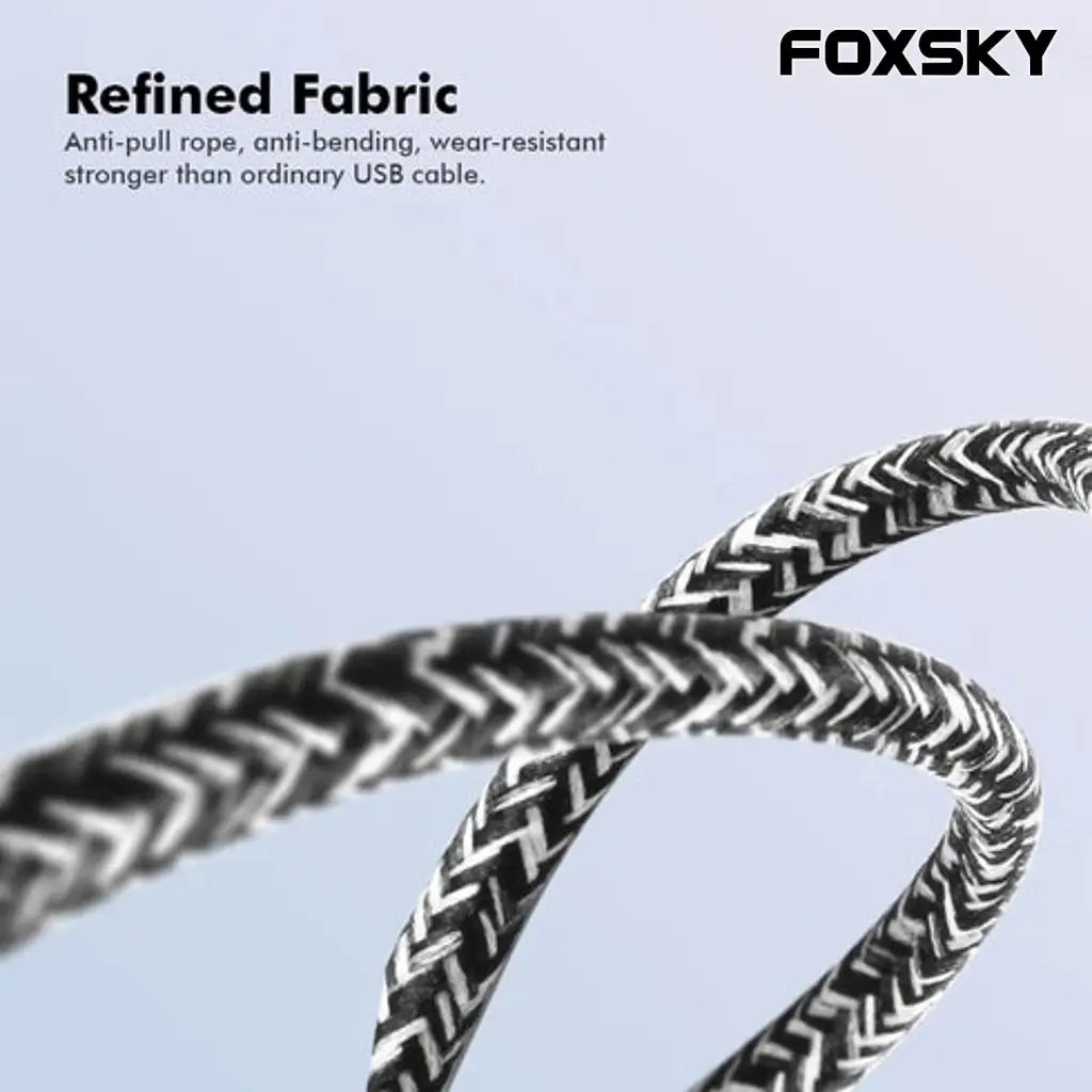Foxsky Nylon Braided Lightning USB Syncing And Charging Cable For iPhone And iPad Foxsky India