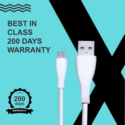 Foxsky Type C USB 3 Amp Fast Charging Data and Sync Cable Extra Tough Quick Charge 1.5M (White) Foxsky India