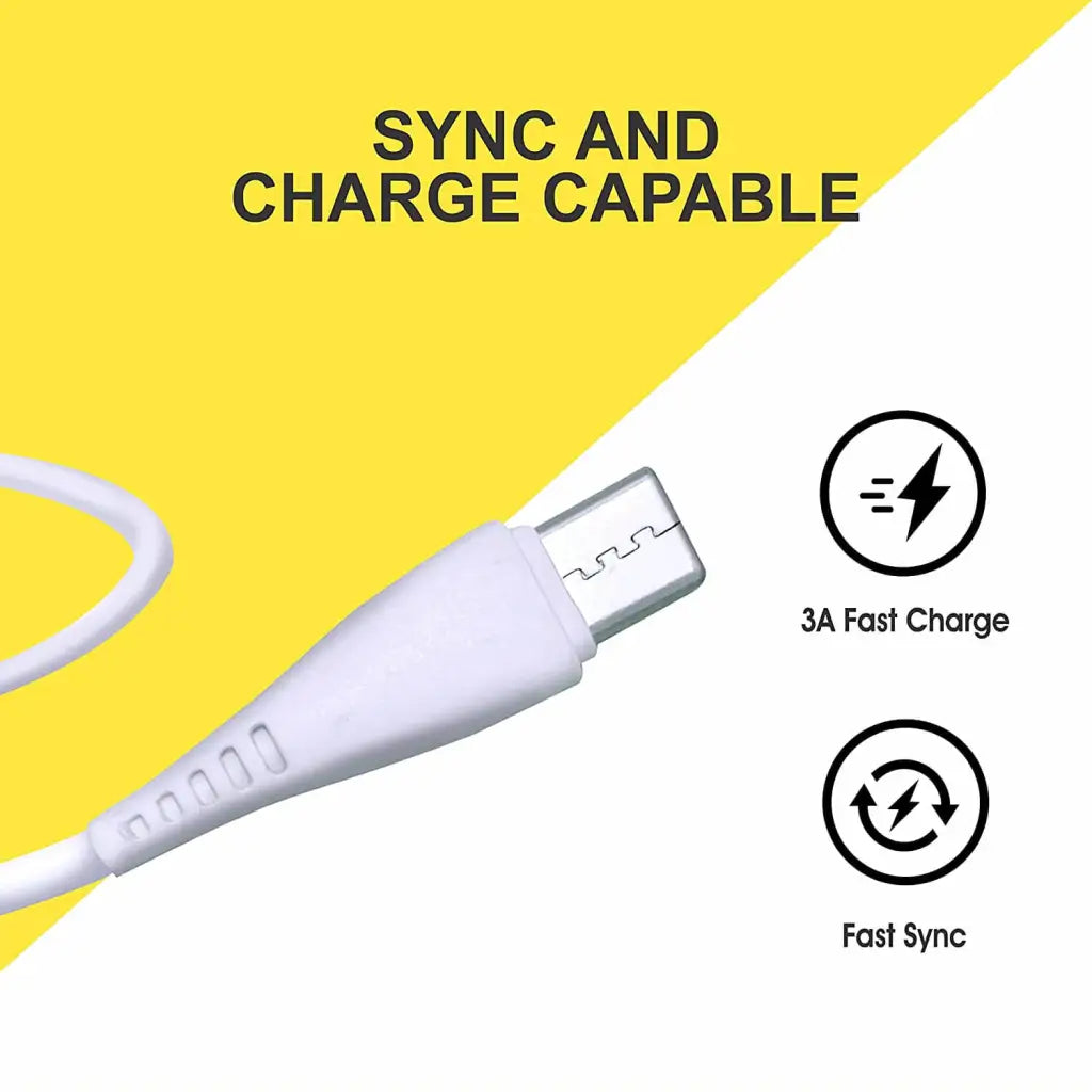 Foxsky Type C USB 3 Amp Fast Charging Data and Sync Cable Extra Tough Quick Charge 1.5M (White) Foxsky India